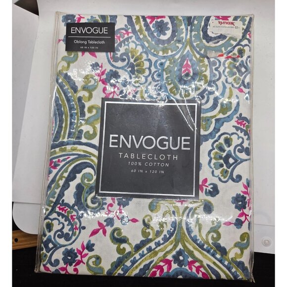 Oblong Paisley Tablecloth 60X120 100% Cotton Envogue Colorful Luxury Holiday - Picture 2 of 4
